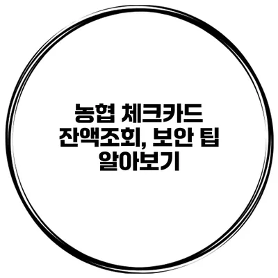 농협 체크카드 잔액조회, 보안 팁 알아보기